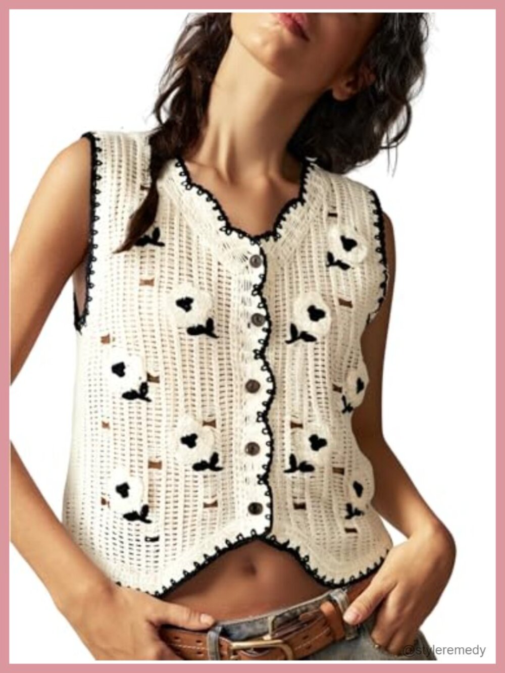 Western Cowgirl Embroidered Knit Sleeveless Vest Top